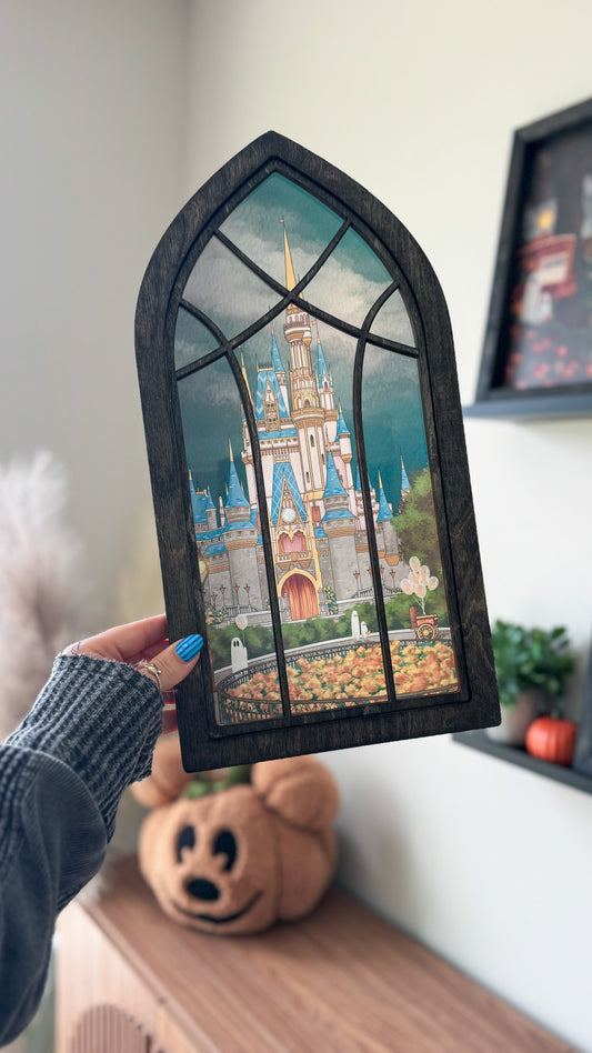 Ghosts at the Castle WDW - Cathedral Window Sign