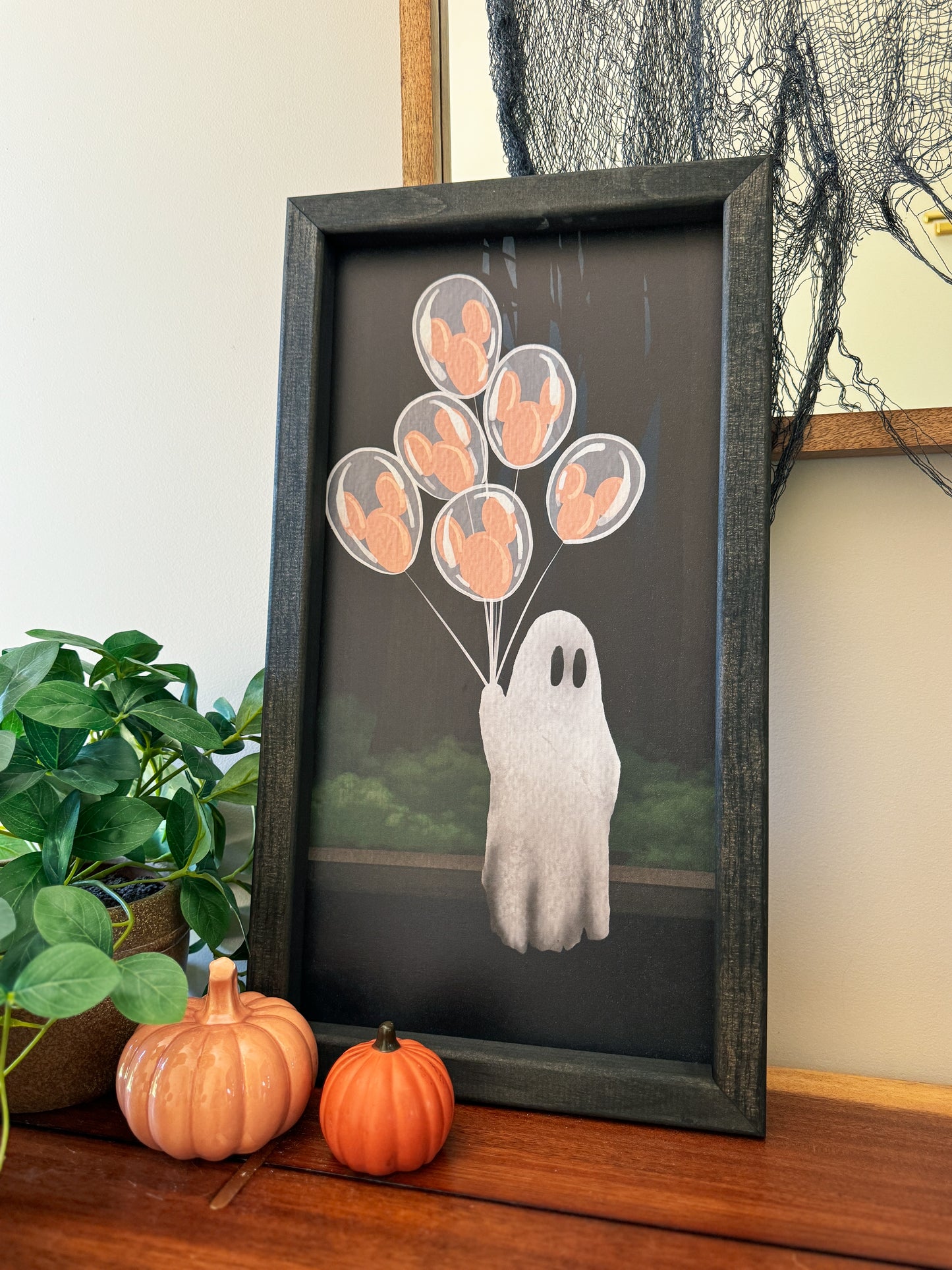 Balloon Ghost Framed Sign
