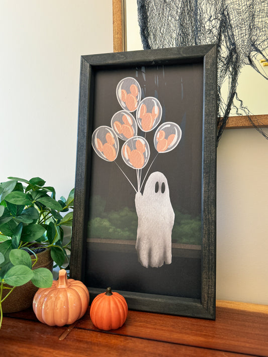Balloon Ghost Framed Sign