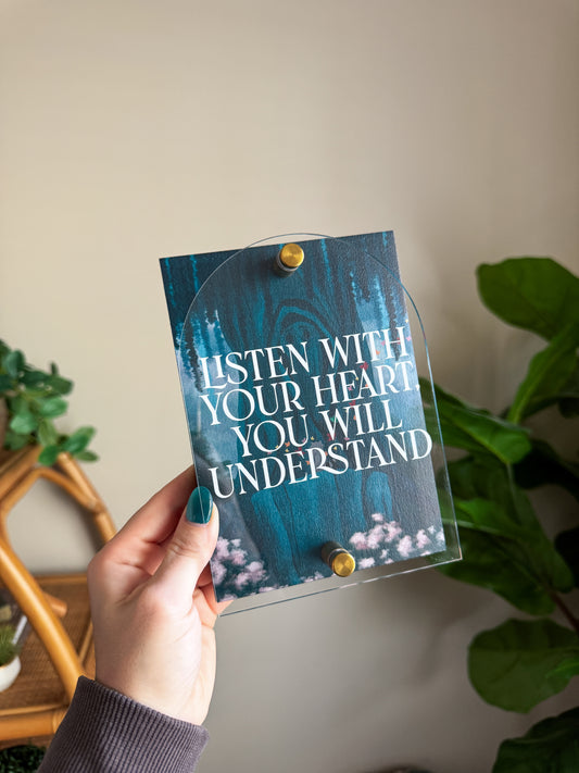 Listen With Your Heart Mini Block Sign
