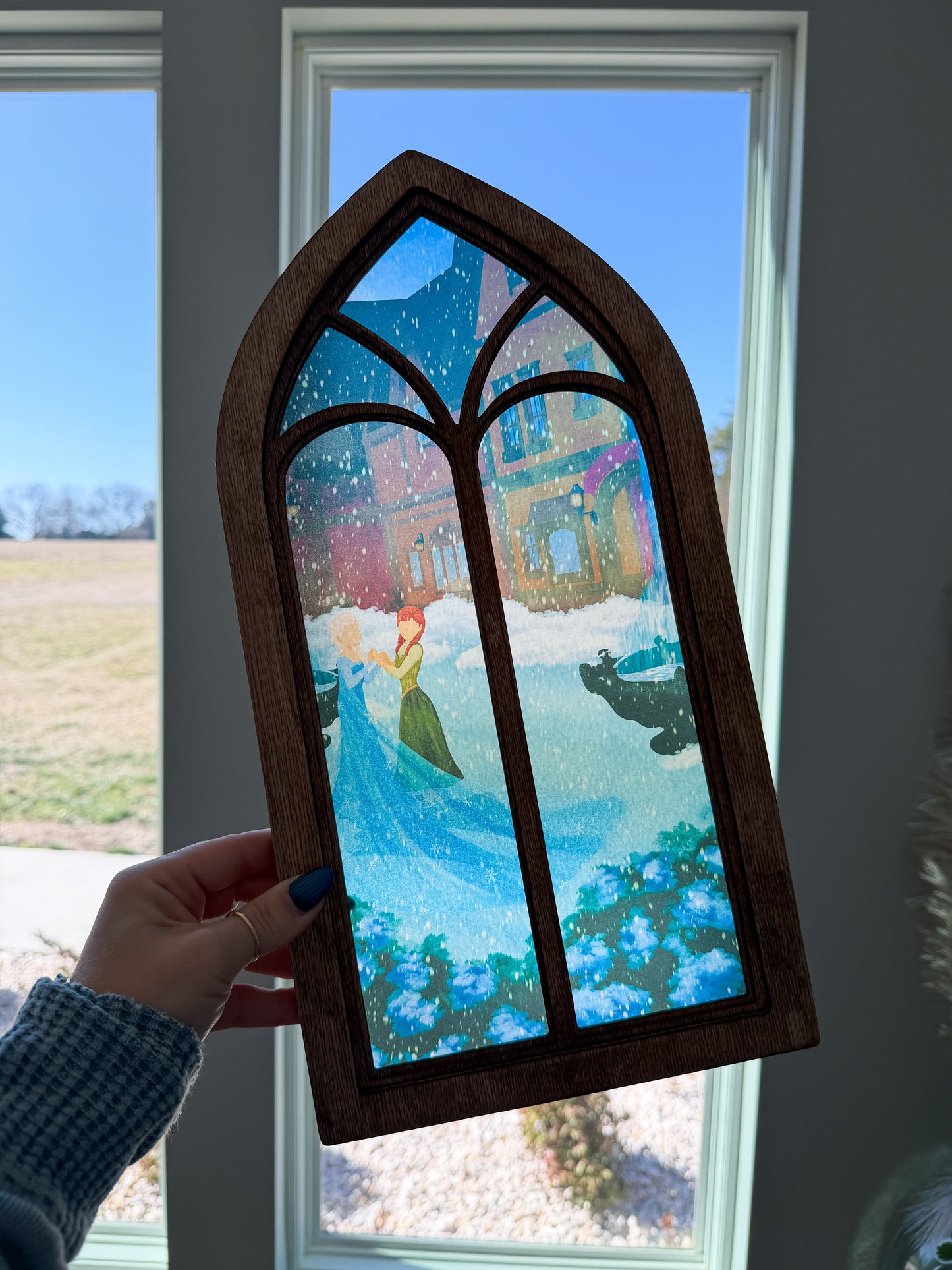 Frozen Sisters - Cathedral Window Sign
