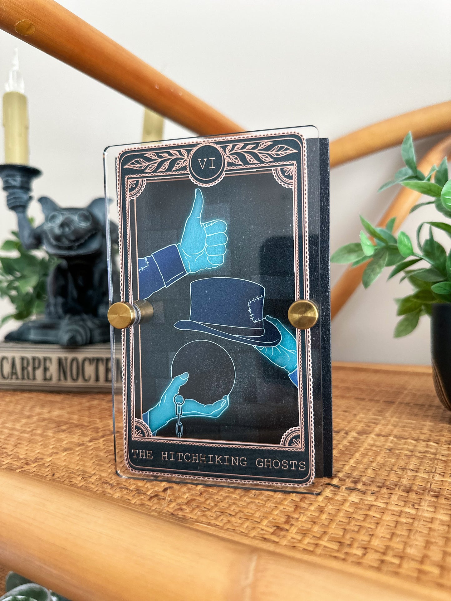 The Hitchhiking Ghosts - Tarot Card Mini Sign