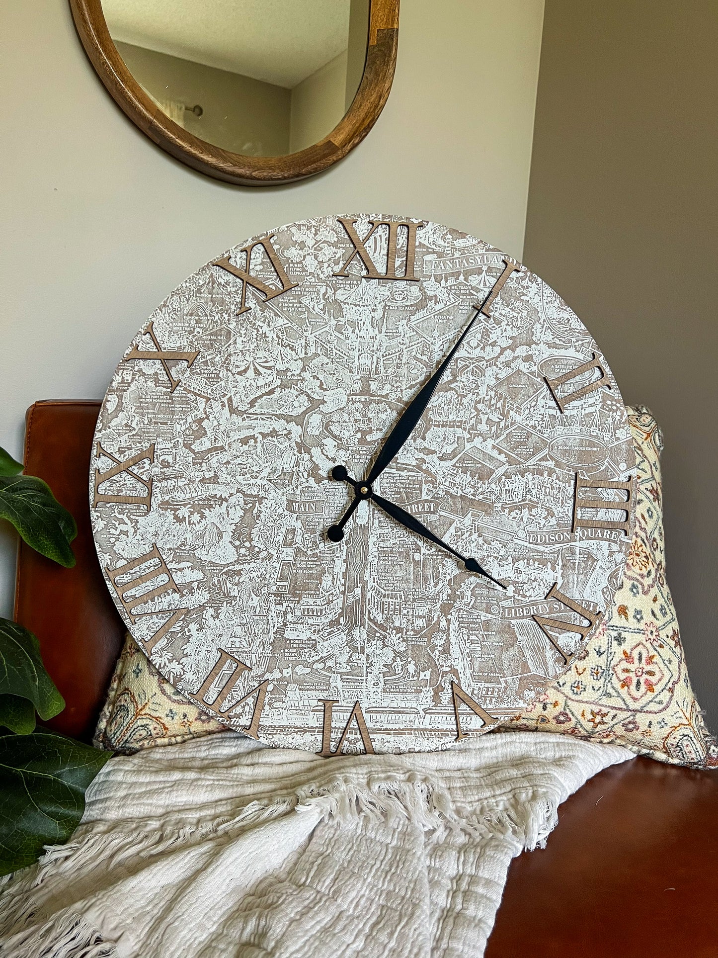 DLR Vintage Map Clock 20"