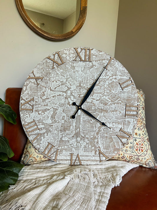 DLR Vintage Map Clock 20"