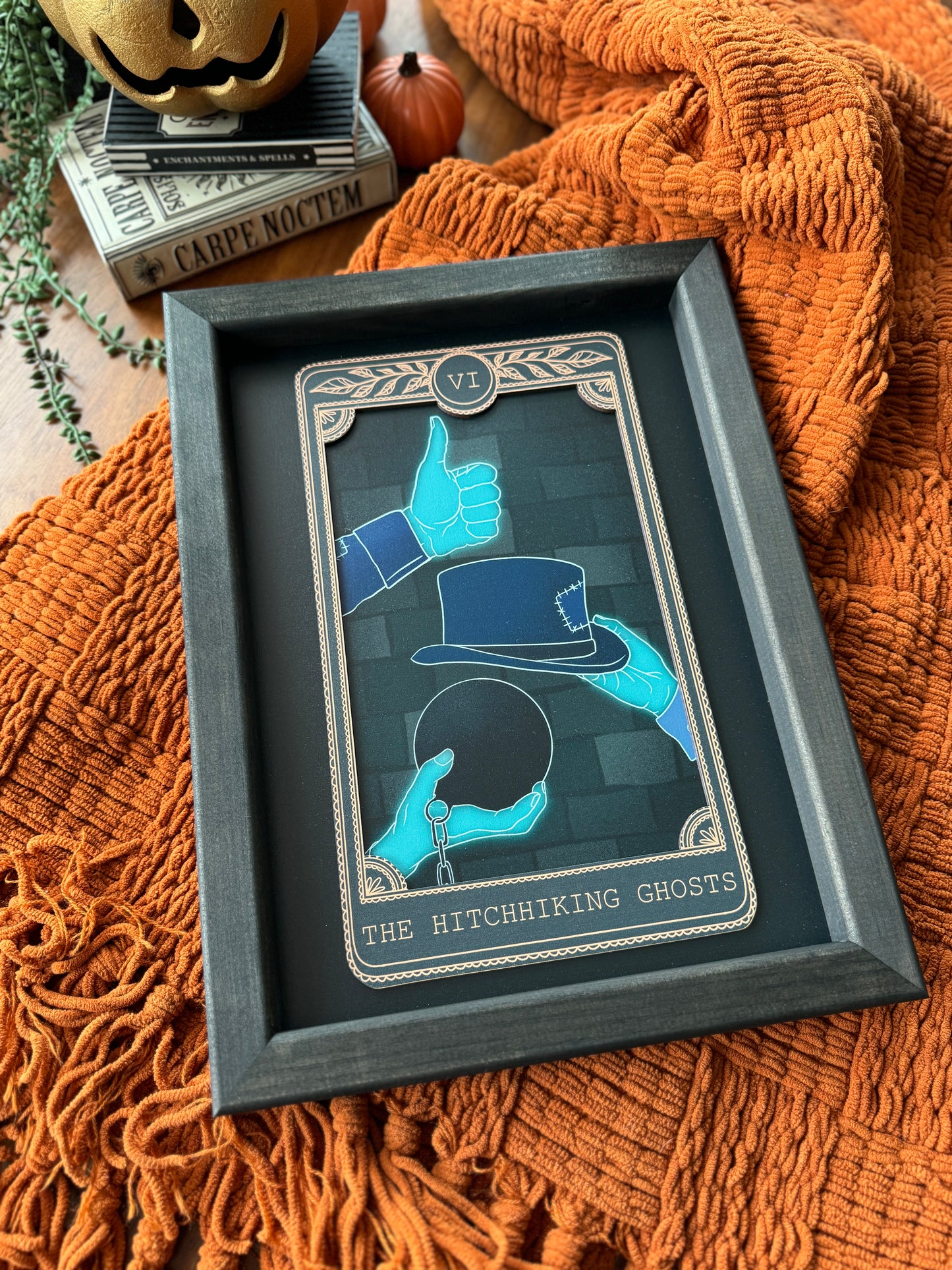 The Hitchhiking Ghosts - Tarot Card Framed Sign