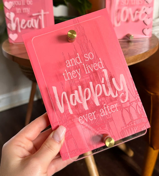 Pink Happily Ever After Block Sign