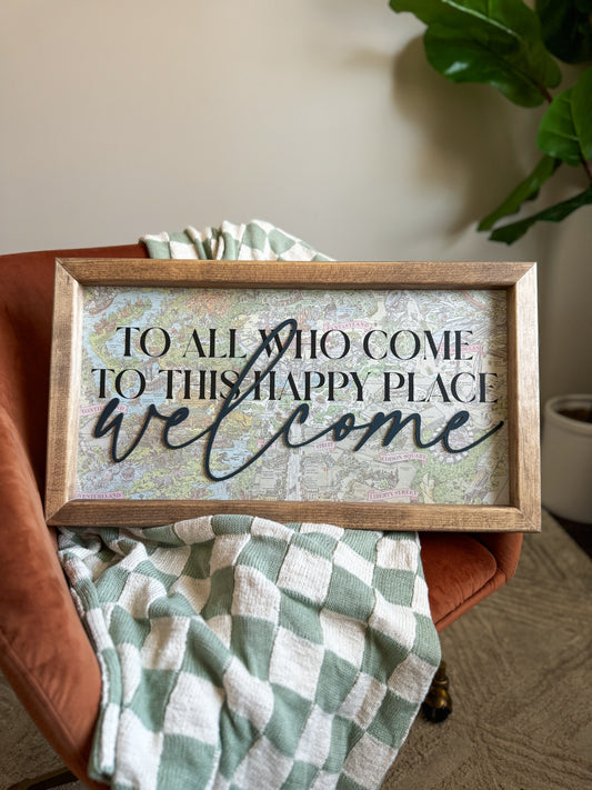 DLR Vintage Map Happy Place - Framed Sign