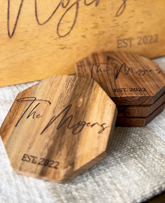 Custom Beechwood Coasters
