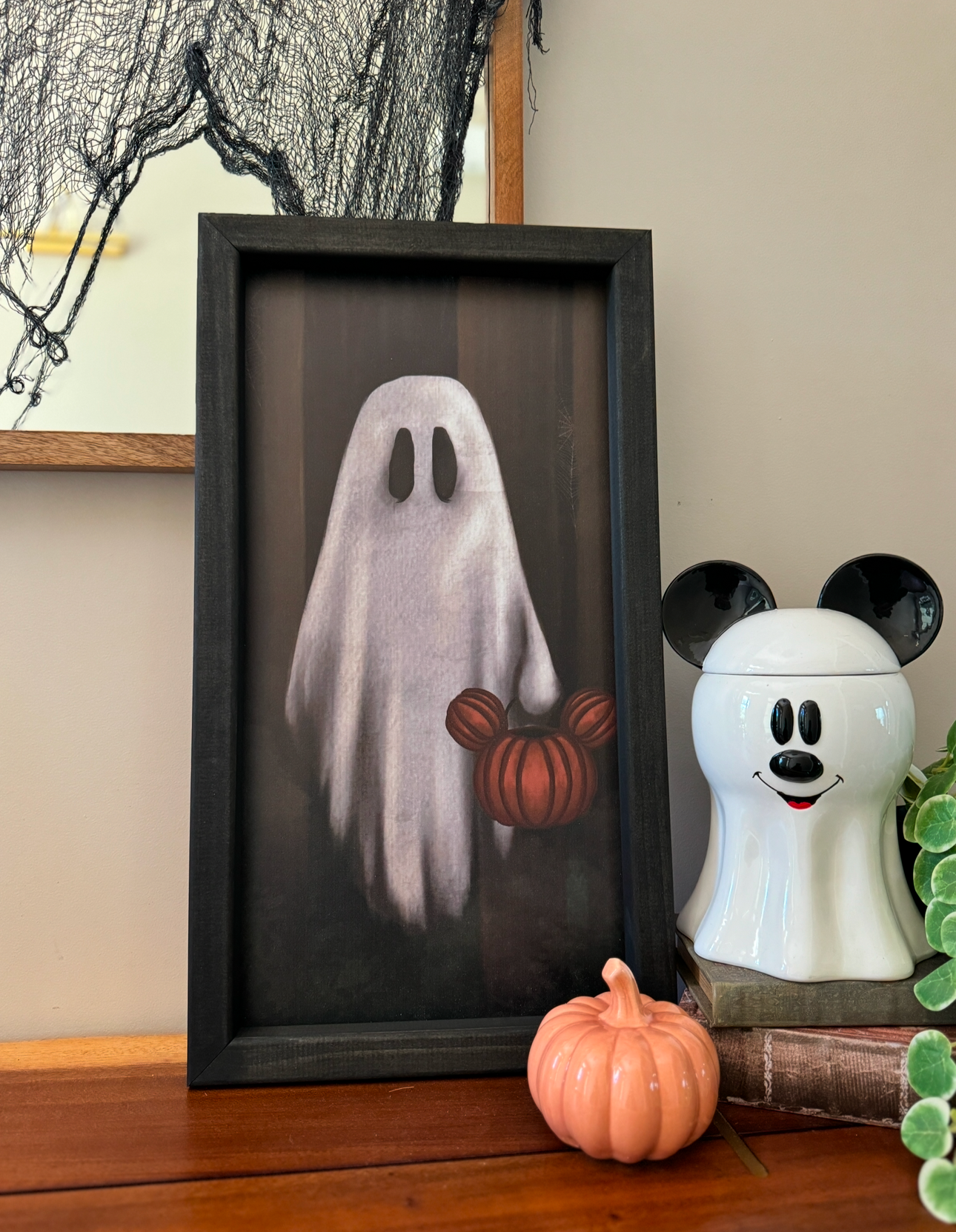 Trick or Treat Ghost Framed Sign