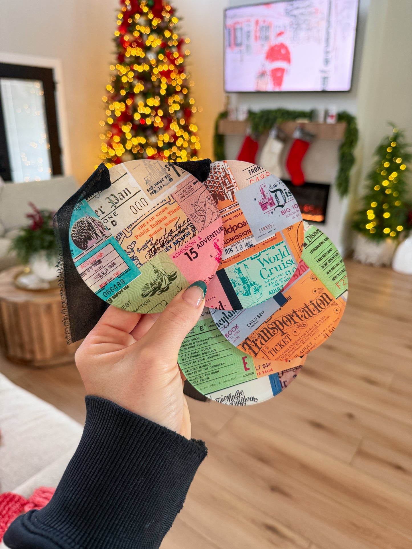 Vintage Ticket Ornament Set