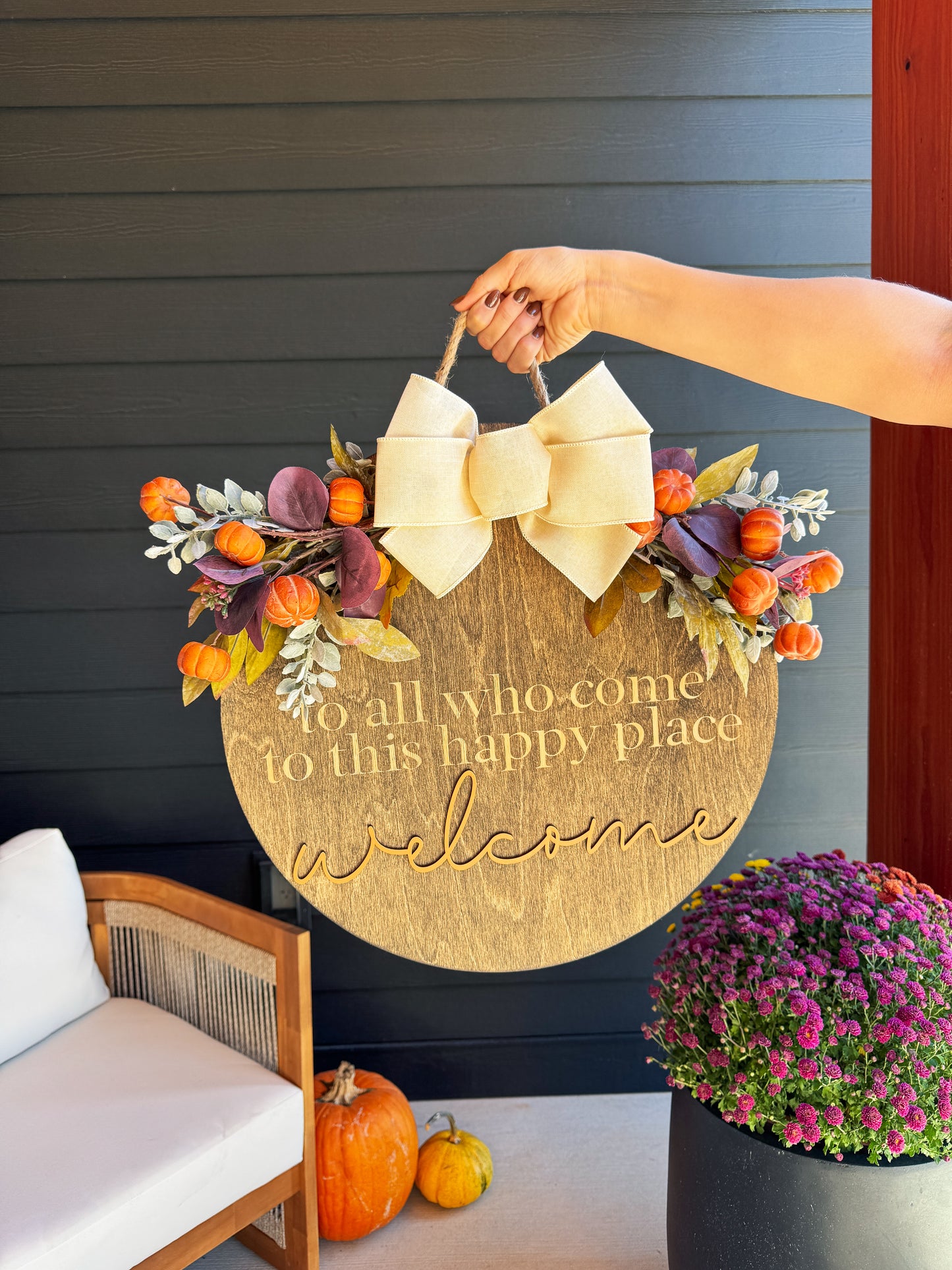 Happy Place Orange Fall Door Hanger