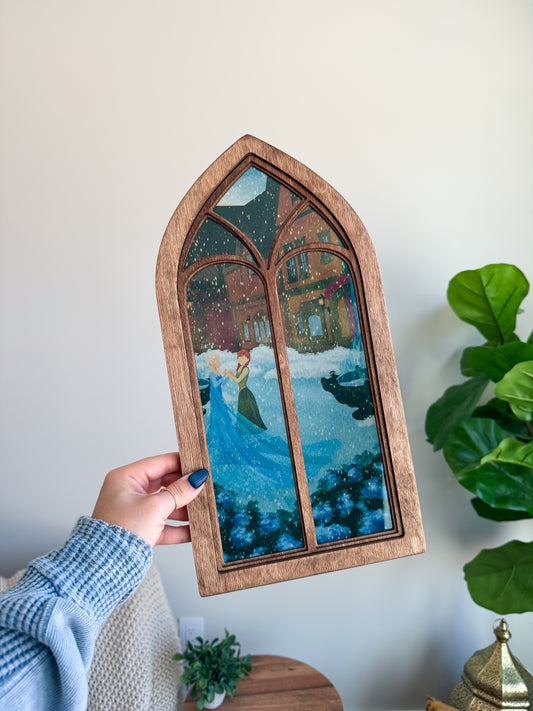 Frozen Sisters - Cathedral Window Sign