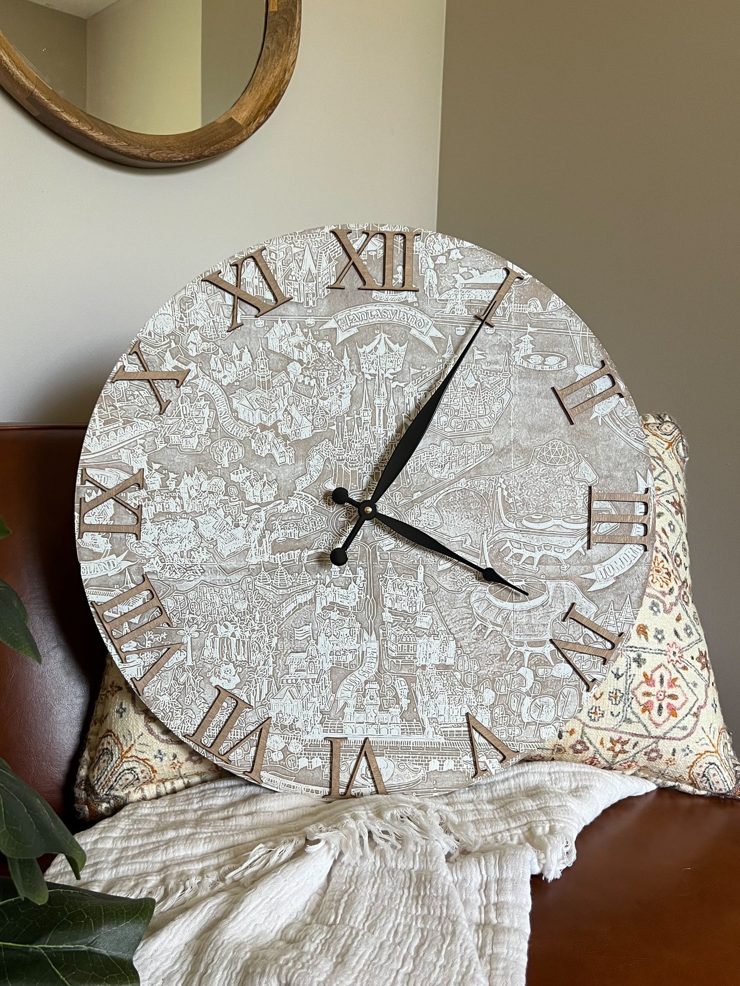 WDW Vintage Map Clock 20"