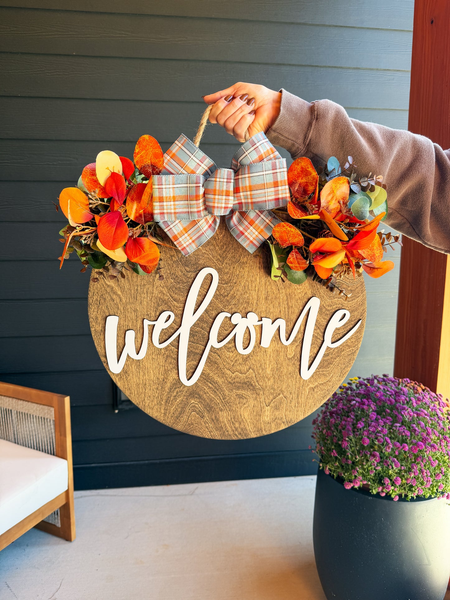 Plaid Welcome Fall Door Hanger