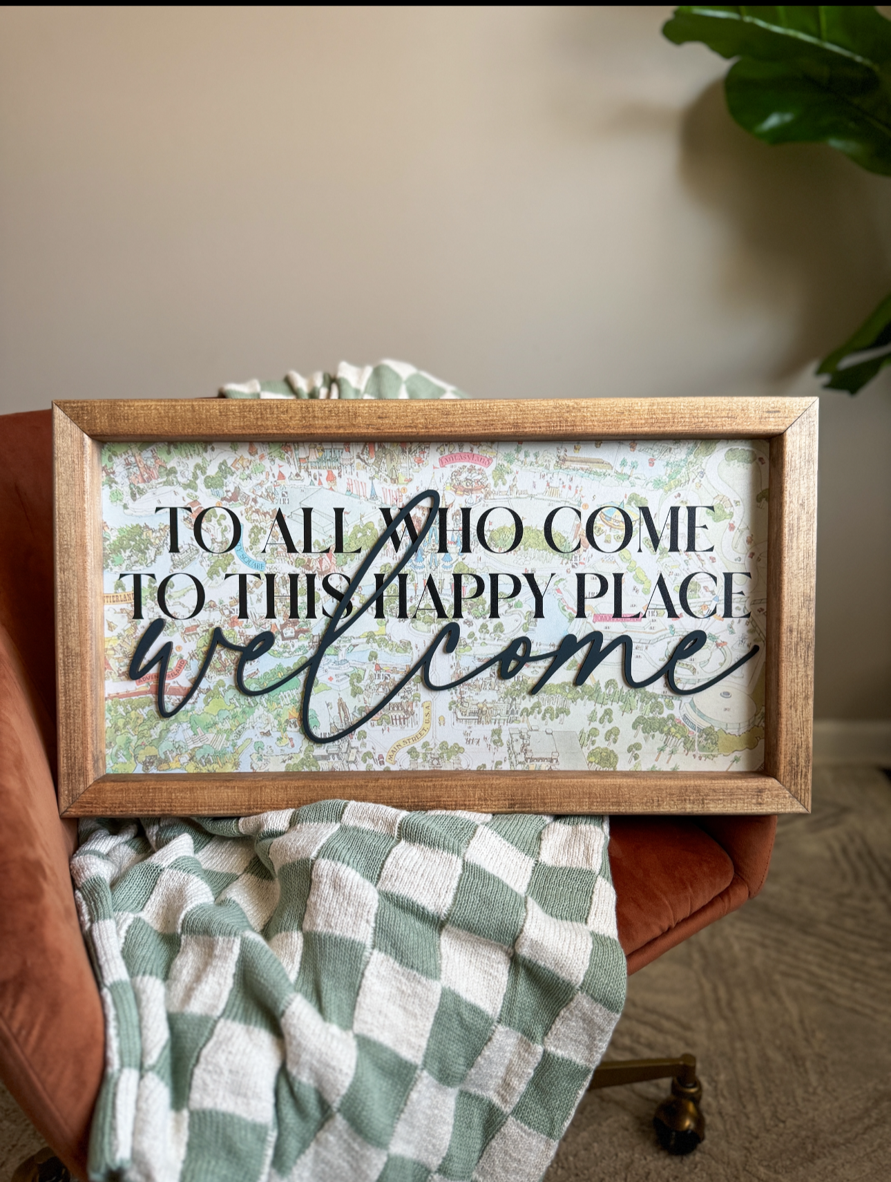 WDW Vintage Map Happy Place - Framed Sign