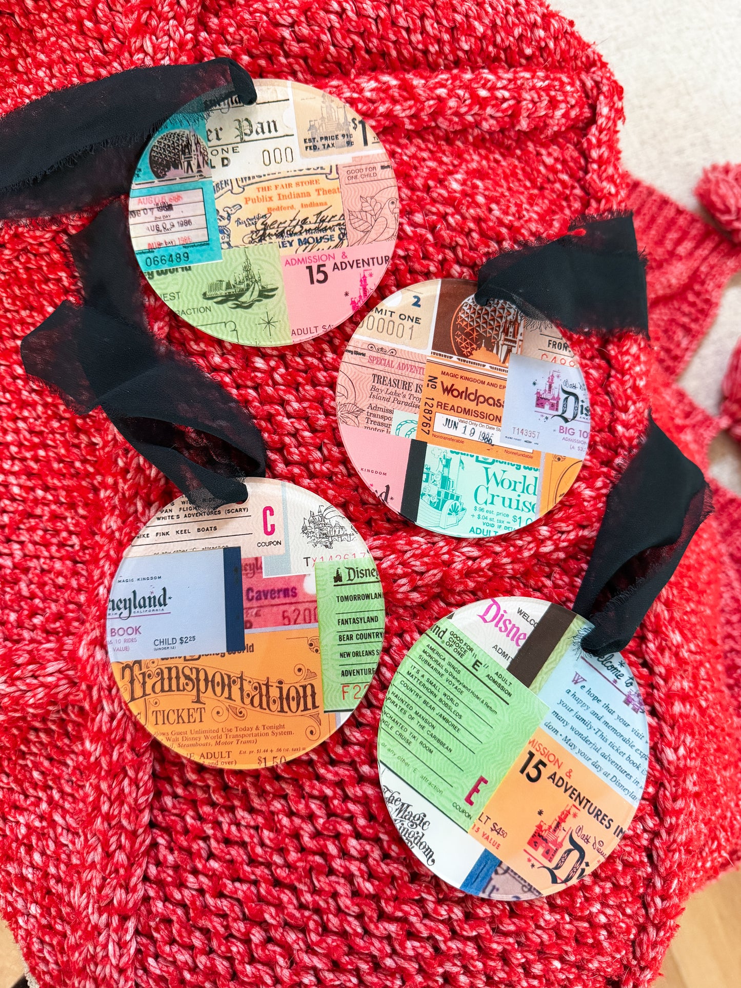 Vintage Ticket Ornament Set