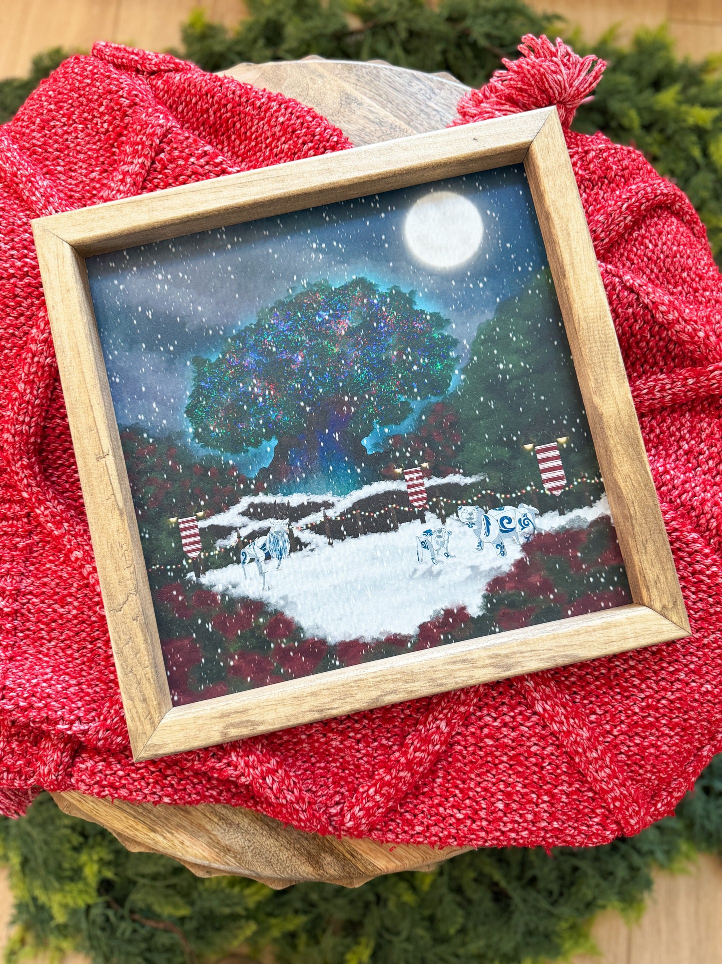 Jambo Christmas Village Framed Sign