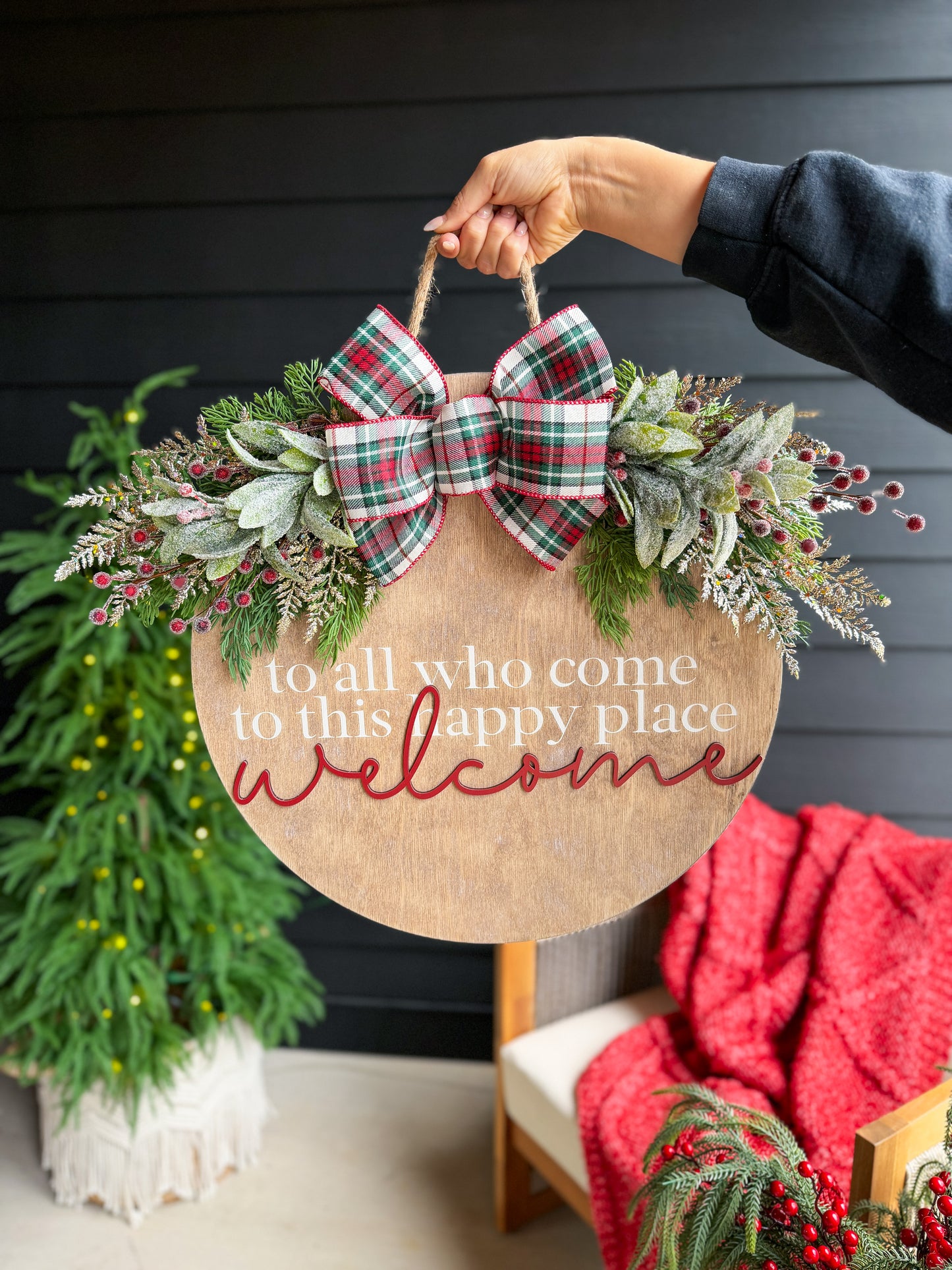 Happy Place Christmas Door Hanger